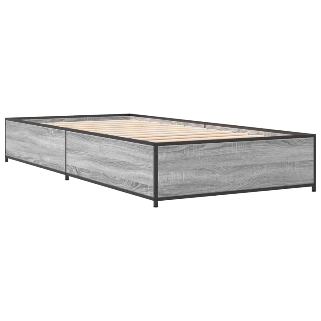 Bed Frame without Mattress Grey Sonoma 75x190 cm Small Single